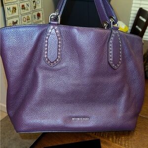 Michael Kors Purple Pebbled Leather Studded Tote